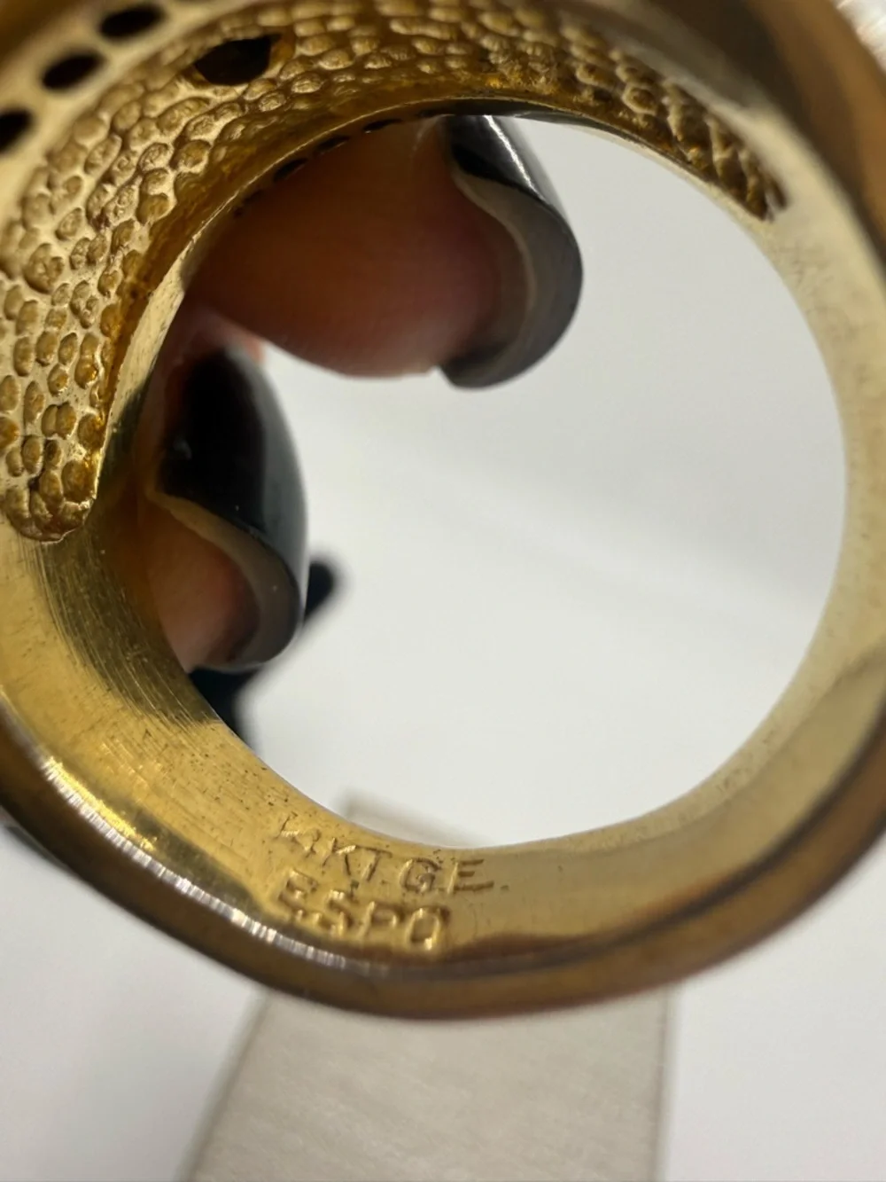 Vintage ESPO 14K GE CZ Ring Mens Size 11.75 Gold Tone Statement